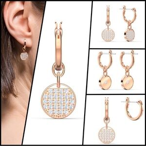 MANY LOOKS & CUTE, Authentic Swarovski Ginger Rose Gold Hoop Earrings. BNWT.